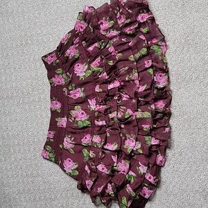 Abercrombie & Fitch Bettys Red Brown Pink Green Rose Flower Skirt Size M
